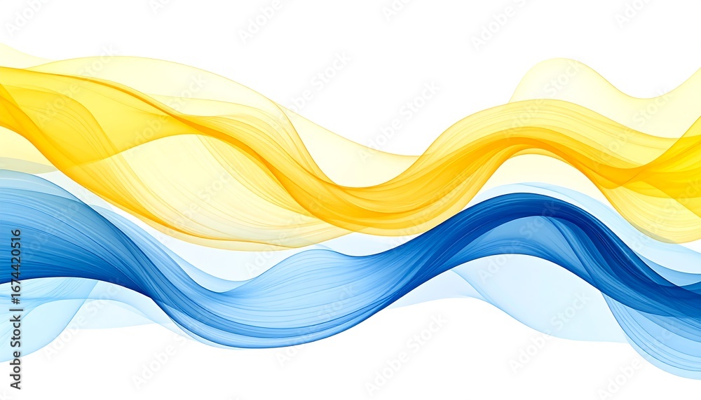 Naklejka premium Abstract waves of yellow and blue
