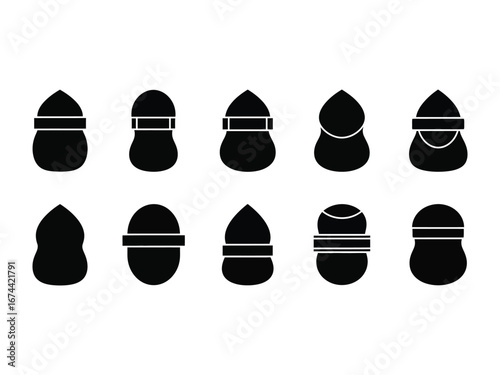 Beauty Sponge Silhouettes: A minimalist array of beauty sponge silhouettes, showcasing different shapes and designs, perfect for cosmetic and beauty-related projects.