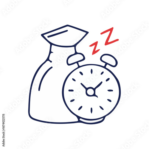 Retro cartoon alarm clock vector illustration with an old metal bell and dial to wake up in the morning