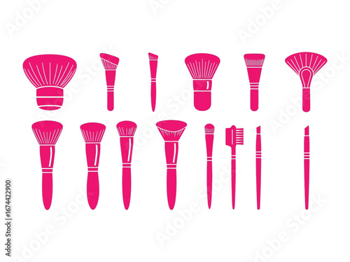 Cosmetic Brushes: This image features an array of meticulously arranged cosmetic brushes, with a focus on precision and detail. Evoking the essence of beauty and self-care.