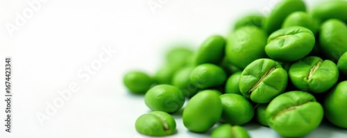 Wallpaper Mural Close-up of vibrant green coffee beans on white background, organic, plant Torontodigital.ca
