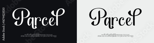 Parcel typography beauty fashion elegant minimalist serif italic fonts decorative wedding vintage retro logos. Minimal luxury font alphabet logo. Vector illustration