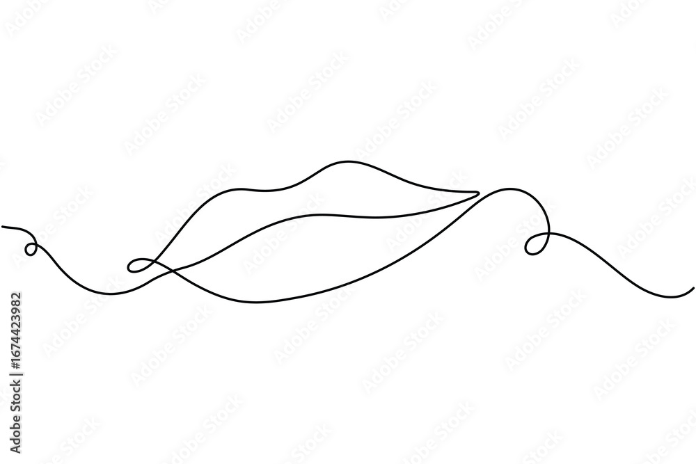 Fototapeta premium Beauty lips continuous one line drawing minimalist female kiss vector illustration