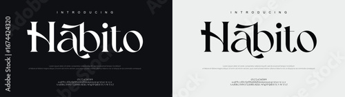 Habito typography beauty fashion elegant minimalist serif italic fonts decorative wedding vintage retro logos. Minimal luxury font alphabet logo. Vector illustration