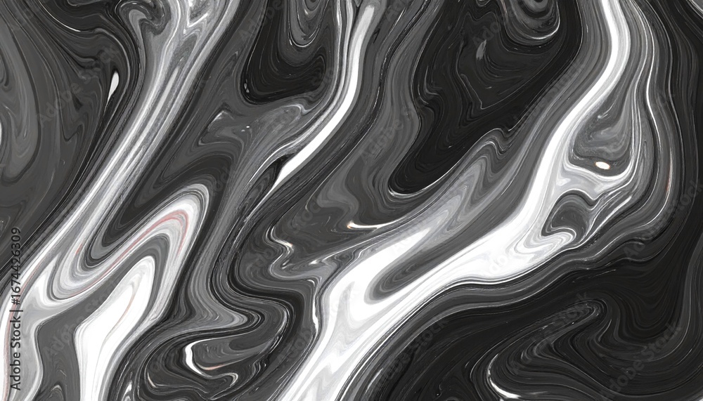 Obraz premium Abstract black, white, and gray marbled liquid background with intricate swirling patterns, an elegant and dynamic texture for graphic design, art, product packaging, wallpapers, and creative projects