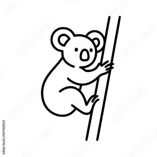 Koala Climbing Line Icon Illustration
