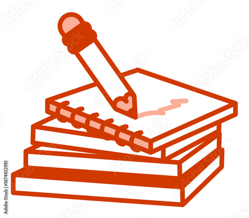 Pencil taking notes and stack of books