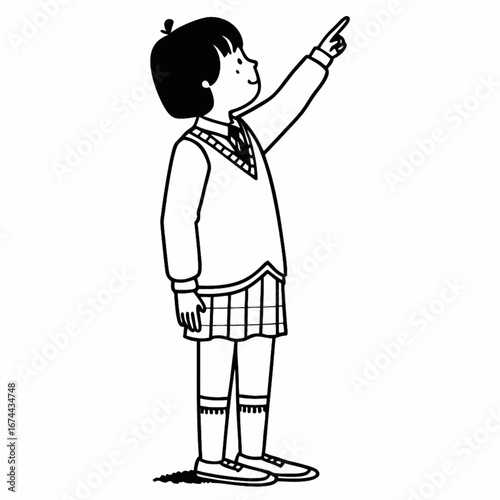 little smart girl pointing vector silhouette