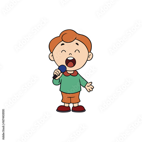 kid mouth singing on white background.eps