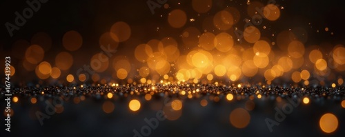 Dark gold and black defocused glitter lights, bokeh effect , luxury, vibrant