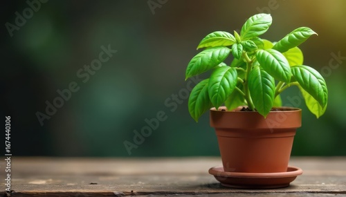 Fragrant basil plant in a clay pot with water , pot, garden, nature