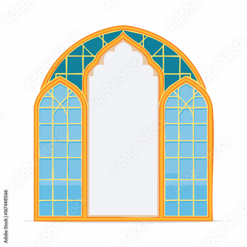 Arabian arch windows. Islamic frames. Blank frame and label. Vector illustration