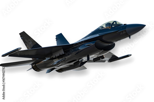 A military jet on transparent background.
