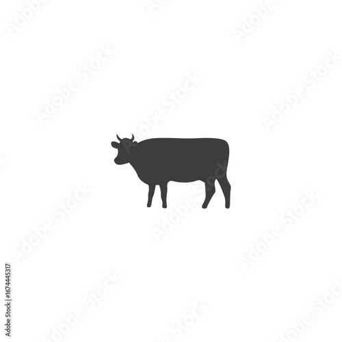Cow monochrome icon logo flat vector design