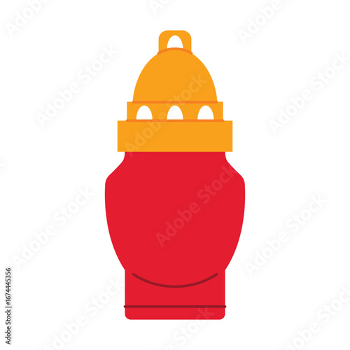 Cemetery memorial candle lantern, symbol of remembrance, grief and prayer, traditionally used for All Saints’ Day and All Souls’ Day - vector illustration