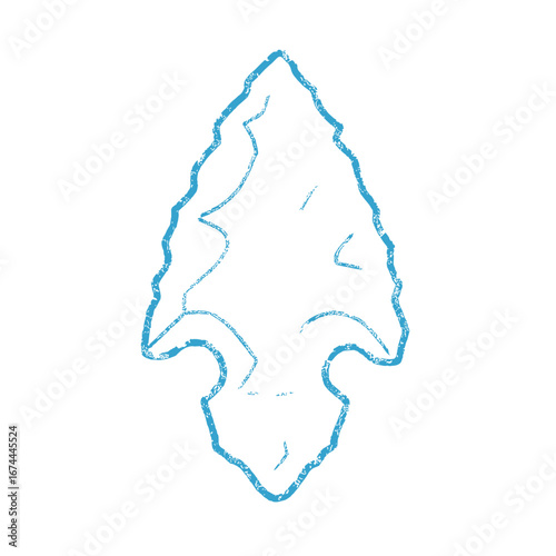 Arrowhead outline in blue on white background  