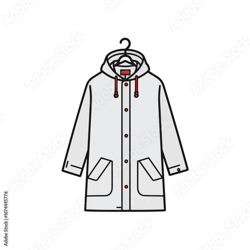 Minimalist raincoat hanging on a hook, elegance in simplicity