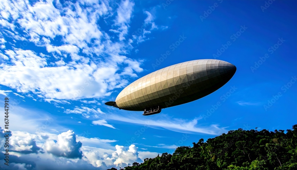 Obraz premium Airship soaring in a vibrant sky