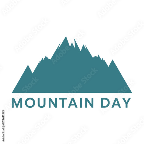 Teal Blue Mountain Silhouette with Text Mountain Day peak summit