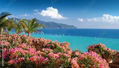 beleza exotica flores e mar em harmonia