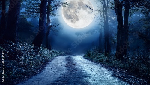 mystical moonlight forest path
