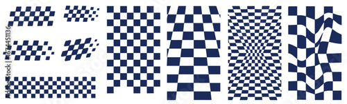 Collection realistic waving checkered flags vector finish and start automobile motorcycle race