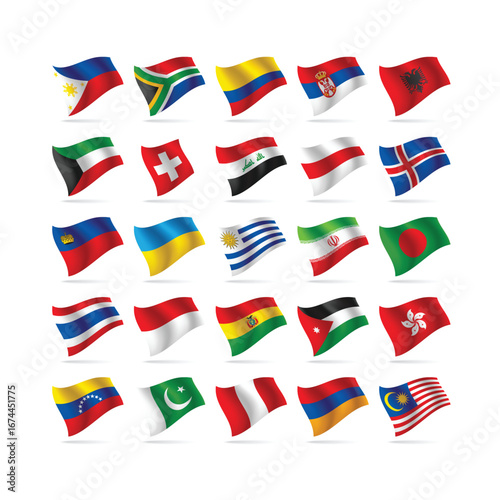 Free Download International Vector Set of Waving Country Flags from Europe, Asia, and Africa - GFXLoad
