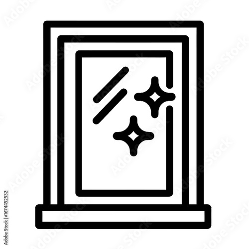 This crisp line art icon beautifully illustrates a sparkling clean window, symbolizing clarity, hygiene, and professional cleaning services with a modern aesthetic.