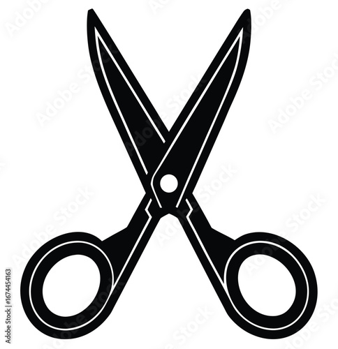 Sharp steel shears vector illustration isolated on a white background, symbolizing a tool for cutting paper or hair