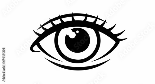 Striking eye graphic with bold lashes, a modern symbol for vision, awareness, and insight perfect for design and branding projects, original vector art