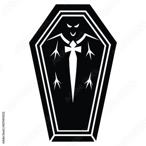 vampire coffin silhouette vector icon