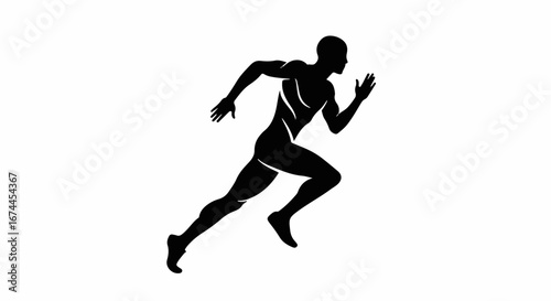 Dynamic runner silhouette sprinting powerfully, showcasing speed and athletic prowess, ideal for fitness, sports, and motivation themes, originally a scalable vector graphic
