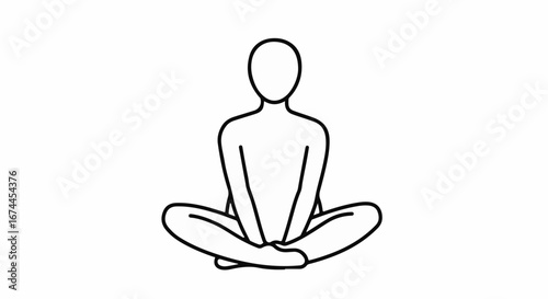Meditative pose for wellness and mindfulness practice, find inner peace and tranquility with this simple yoga illustration, perfect for health blogs