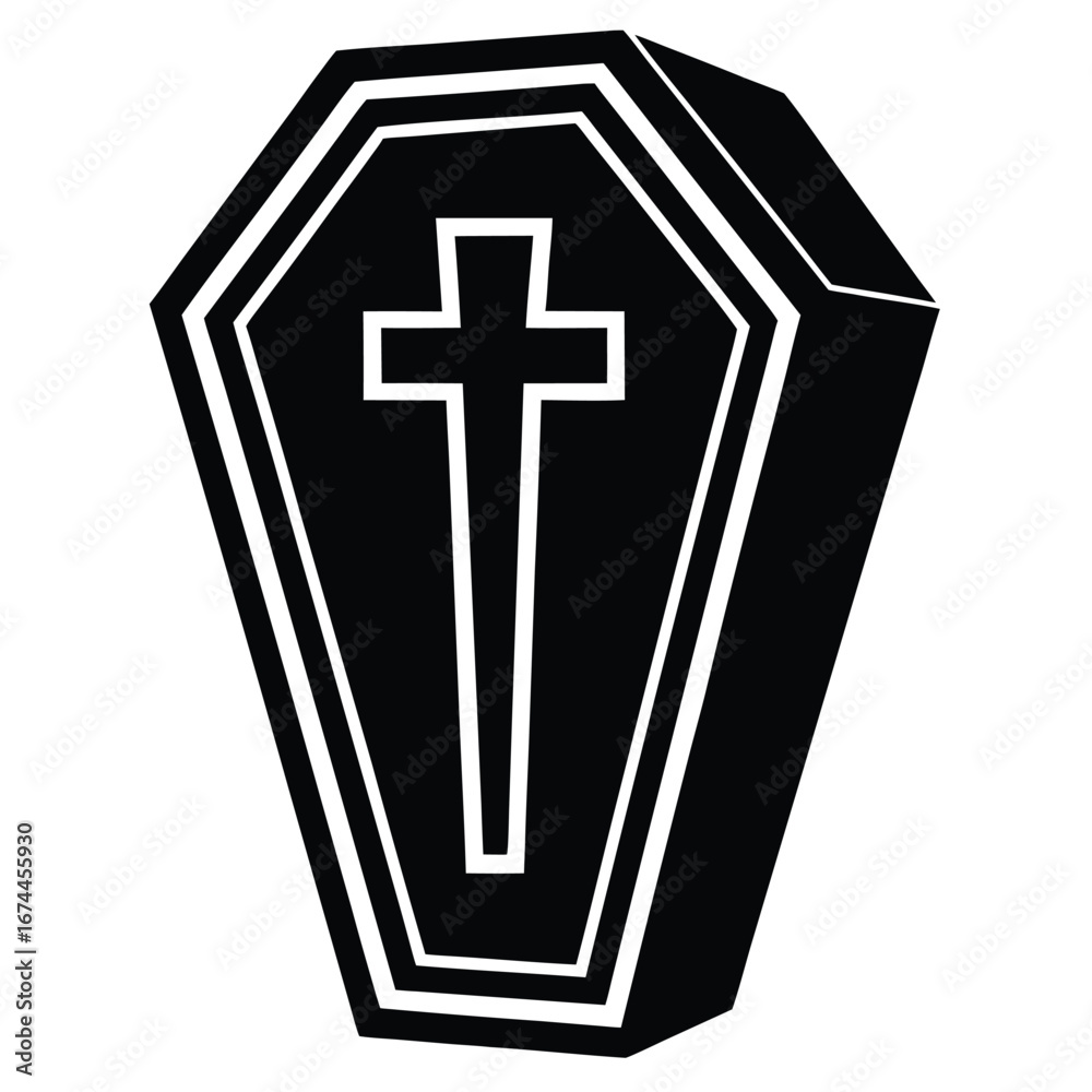 Obraz premium coffin cross silhouette vector icon
