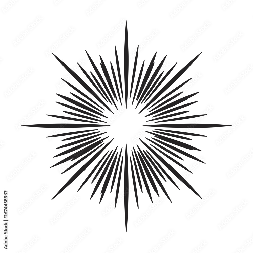 Fototapeta premium Radiating starburst shape in black and white design 