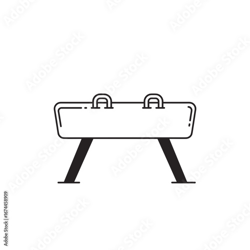 Gymnastics pommel horse in minimalist style on white background  