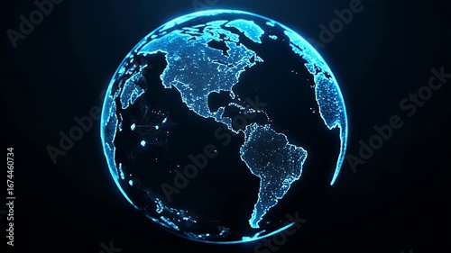 Wallpaper Mural Abstract Digital Globe of Earth Illuminated Blue on a Black Background Torontodigital.ca
