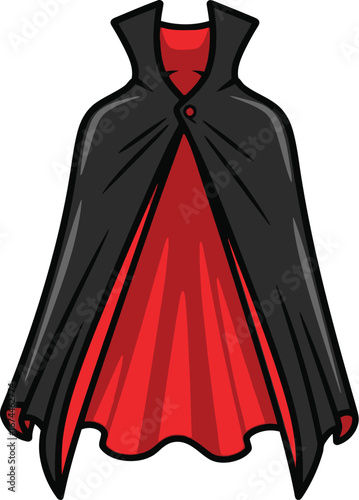 Cartoon style black and red cape perfect for halloween costumes and cosplay fun