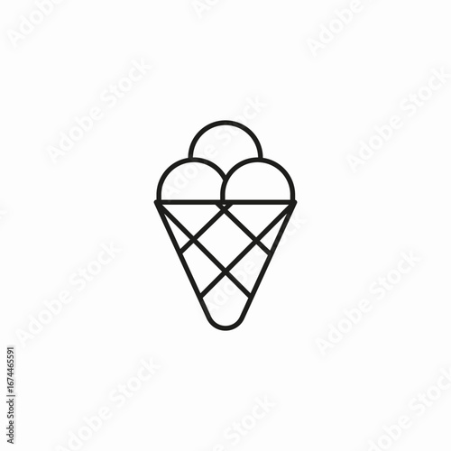 three scoops waffle cone icon sign vector