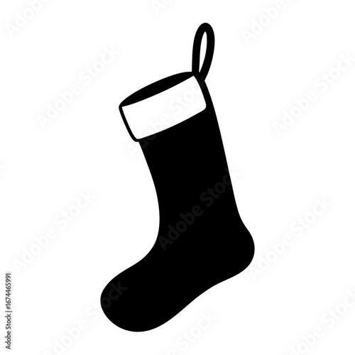 A classic black and white Christmas stocking waiting to be filled with gifts