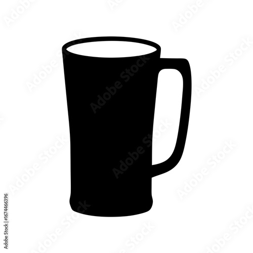 Black silhouette illustration of a beer stein or drinking mug, simple design