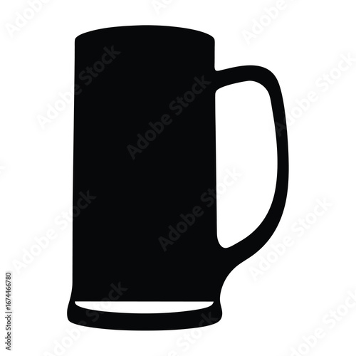Simple Black and White Vector Illustration of a Beer Mug with Handle