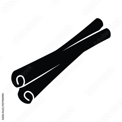 Elegant minimalist black and white cinnamon stick duo image, ready for culinary use