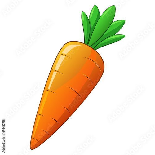 Fresh vector illustration of an orange carrot with a green leaf, perfect for food and vegetarian designs