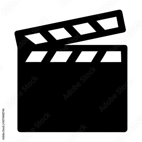 Black and white image of a film clapperboard commonly used in movie making