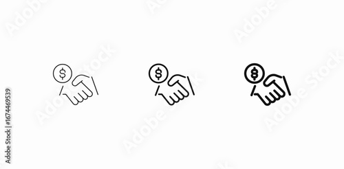 handshake money dollar sign icon sign vector