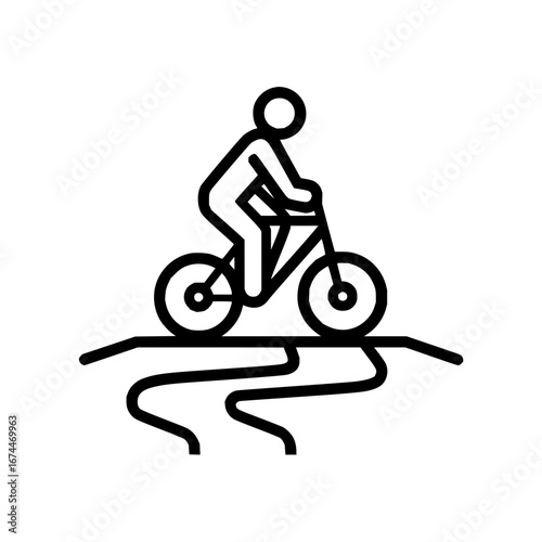 Mountain biking adventure icon for extreme sports and outdoor activities with cyclist silhouette vector design