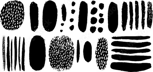 Abstract linocut sand pattern with dots and grains for textured design