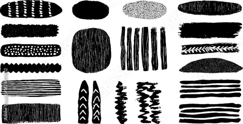Abstract linocut sand texture seamless pattern with dots and grains for decorative design