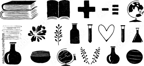 Seamless education pattern with books, formulas, and scientific symbols for learning design